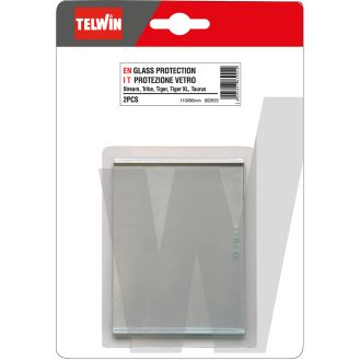 Sticla de protectie transparenta frontala pentru masca de sudura Telwin 802655, 90X110 mm, 2 buc.