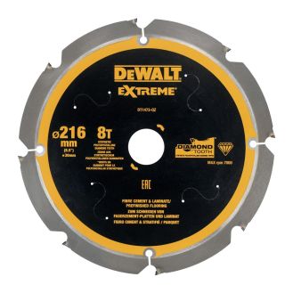Disc Dewalt DT1473 pentru fierastrau circular, D 216x30x2.0 mm, 8 dinti, taiere fibrociment, seria Extreme