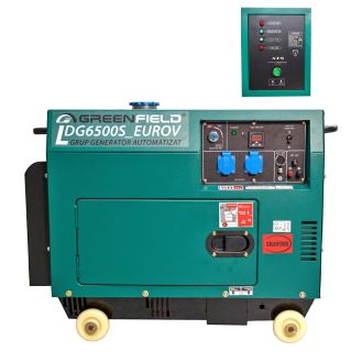 Generator de curent diesel Greenfield LDG6500S_EUROV, cu carcasa insonorizanta, stationar, monofazat, 5.5 kVA, automatizare