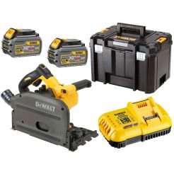 Fierastrau circular Dewalt DCS520T2 cu acumulatori 54 V Li-Ion XR 6.0 Ah, cu ghidaj, diametru panza 165 mm, in valiza TSTAK