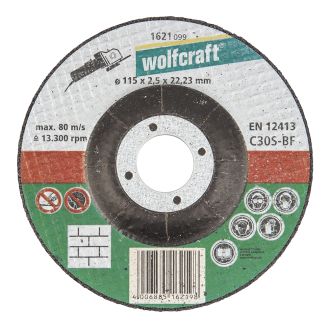 Disc de taiere abraziv Wolfcraft 1621099 pentru piatra, D 115x22.2x2.5 mm