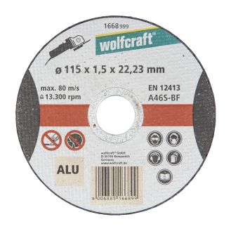 Disc abraziv Wolfcraft 1668999 pentru aluminiu, D 115x22.2x1.5 mm