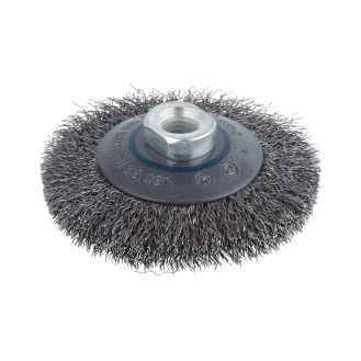 Perie Wolfcraft 2705000, tip disc conic, D 100 mm, pentru polizoare unghiulare, filet M14 sarma ondulata