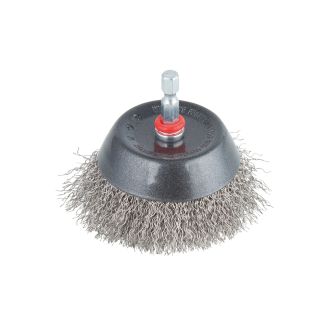 Perie Wolfcraft 2746000, tip oala, D 75 mm, otel inoxidabil, tija hexagonala 1/4"