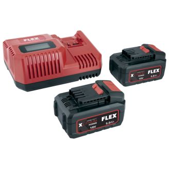 Set 2 acumulatori Flex AP18.0V/5.0Ah + incarcator rapid CA10.8/18.0, XLithium Power, P-Set 55 R
