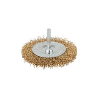 Perie de alama Wolfcraft 8475000, tip disc, D 75, grosimea sarmei 7 mm, tija rotunda D 6 mm