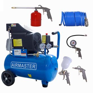 Compresor de aer Airmaster AIR2SHU824_AIR-70S, 24 l, 1500 W, 8 bar, 206 l/min + set 5 accesorii aer