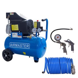 Compresor de aer Airmaster AIR2SHU824_KIT_AIR3, 24 l, 1500 W, 8 bar, 206 l/min + set 3 accesorii aer