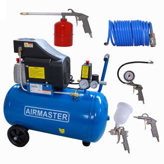 Compresor de aer Airmaster AIR2SHU850_AIR-70S, 50 l, 1500 W, 8 bar, 206 l/min + set 5 accesorii aer