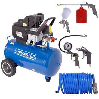 Compresor de aer Airmaster AIRMASTER210/50_AIR-70S, 50 l, 1500 W, 8 bar, 198 l/min + set 5 accesorii aer