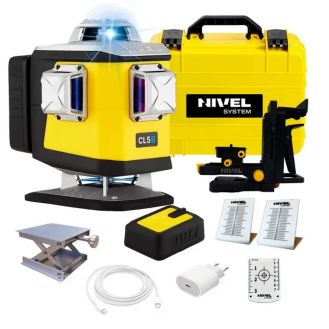 Nivela laser cu linii 4 x 360° Nivel System CL5B, fascicul albastru, 30/70m, acumulator 3,7 V, geanta transport