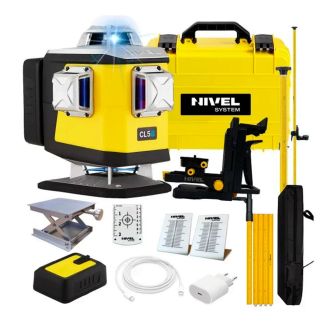 Set nivela laser cu linii 4 x 360° Nivel System CL5B SET LP36, fascicul albastru, 30/70m, acumulator 3,7 V, geanta transport, tija ancorare LP36