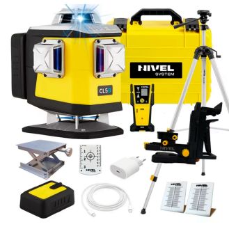 Set nivela laser cu linii 4 x 360° Nivel System CL5B SET SJJM1EX CLS5, fascicul albastru, 30/70m, acumulator 3,7 V, geanta transport, trepied 1,82 m, senzor CLS-5