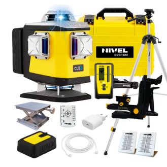 Set nivela laser cu linii 4 x 360° Nivel System CL5B SET SJJM1EX RD800, fascicul albastru, 30/70m, acumulator 3,7 V, geanta transport, trepied 1,82 m, senzor RD800