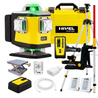 Set nivela laser cu linii 4 x 360° Nivel System CL5G SET SJJM1EX RD800 LS24, fascicul verde, 30/70m, acumulator 3,7 V, geanta transport, trepied 1,82 m, senzor RD800, stadie 2,4 m