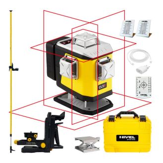 Set nivela laser cu linii 4 x 360° Nivel System CL5R SET LP36, fascicul rosu, 30/70m, acumulator 3,7 V, geanta transport, tija ancorare LP36