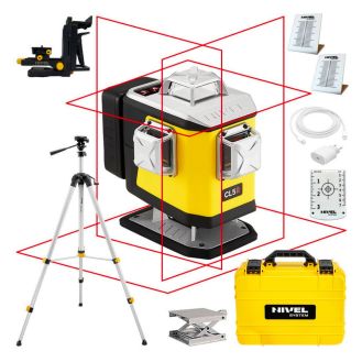 Set nivela laser cu linii 4 x 360° Nivel System CL5R SET SJJM1EX, fascicul rosu, 30/70m, acumulator 3,7 V, geanta transport, trepied 1,82 m