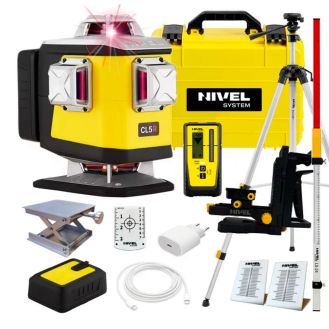 Set nivela laser cu linii 4 x 360° Nivel System CL5R SET SJJM1EX RD800 LS24, fascicul rosu, 30/70m, acumulator 3,7 V, geanta transport, trepied 1,82 m, senzor RD800, stadie 2,4 m
