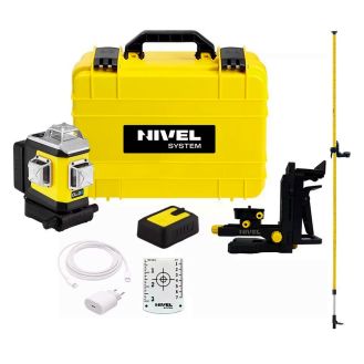 Set nivela laser cu linii 3 x 360° Nivel System CLX3B SET LP36, fascicul albastru, 30/70m, acumulator 3,7 V, geanta transport, tija ancorare LP36