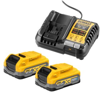 Set incarcator multivoltaj DeWalt DCB1104S2, cu 2 acumulatori Powerstack 18V / 3.5Ah