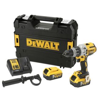 Masina de gaurit si insurubat cu percutie, cu acumulatori  Dewalt DCD996P2, 18V/5.0Ah, cuplu maxim 95 Nm, 2 acumulatori, incarcator, valiza de transport