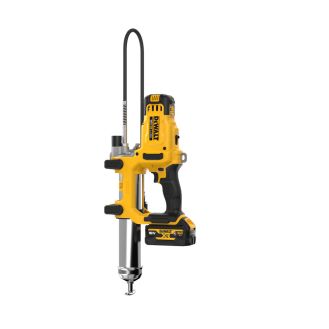 Pistol pentru lubrifiere DeWalt DCGG581P1G, 1 acumulator Li-Ion 18 V / 5.0Ah, 690 / 345 bar, cartus 400 g, geanta textila