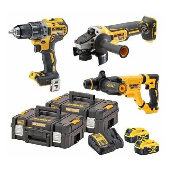Set 3 masini DeWalt DCK327P2T, cu 2 acumulatori XR 18V / 5.0Ah si incarcator in valize TSTAK