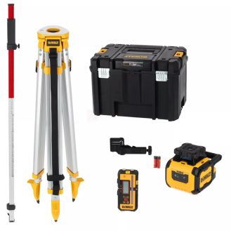 Nivela laser rotativ DeWalt DCLE05211RL, laser rosu, 30 / 600 m, mira, trepied, valiza TSTAK