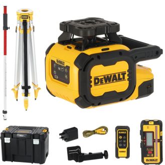 Nivela laser rotativ DeWalt DCLE15211RL, 18V, laser rosu, 40 / 600 m, mira, trepied, valiza TSTAK