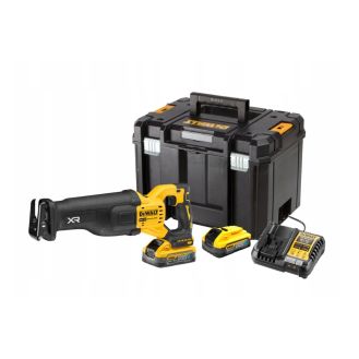 Fierastrau alternativ DeWalt DCS386H2T, cursa 28.6 mm, 0 - 3000 curse/min, cu 2 acumulatori Powerstack 18V / 5.0Ah si incarcator in valiza TSTAK