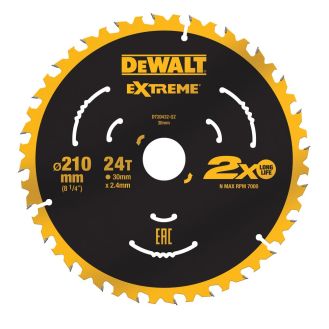 Disc Dewalt DT20432 pentru fierastrau circular, D 210x30x2.40 mm, 24 dinti, seria Extreme Runtime