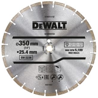 Disc diamantat segmentat Dewalt  DT40213, 350x25.4 mm, piatra si beton