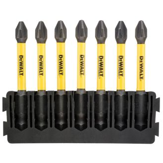 Set 7 biti FLEXTORQ, DeWALT DT70817, PH2 x 57 mm, cu un suport compatibil cu sistemul TOUGHCASE