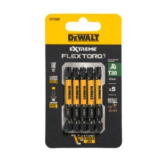 Set 5 biti de impact T30 DeWALT Extreme Flex Torq DT7398T, 57 mm