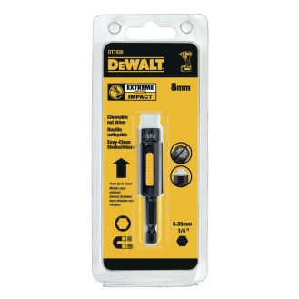 Bit tubular EXTREME IMPACT DeWALT DT7430, 8 x 75mm cu sistem de curatare, prindere hexagonala 1/4"