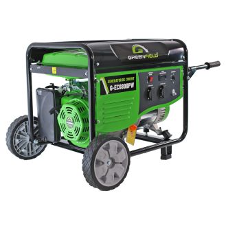 Generator de curent pe benzina Greenfield G-EC6800PW, portabil, pornire manuala, monofazat, 6.1 kVA, cu roti