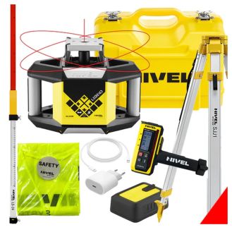 Nivela laser rotativa cu linii Nivel System NL320R DIGITAL SET SJJ1 LS24, fascicul rosu, maxim 500m, acumulator 3,7 V, trepied aluminiu profesional, stadie telescopica 2,4 m