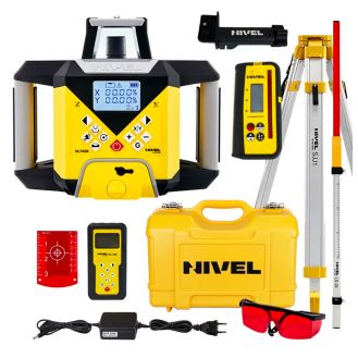 Nivela laser rotativa cu linii Nivel System NL740R DIGITAL SET SJJ1 LS24, fascicul rosu, maxim 600m, acumulator 7,4 V, trepied aluminiu profesional, stadie telescopica 2,4 m