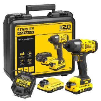 Masina de insurubat cu impact Stanley Fatmax V20 SFMCF800C2K, 165 Nm, 2 acumulatori 18 V/1.5 Ah, valiza de transport