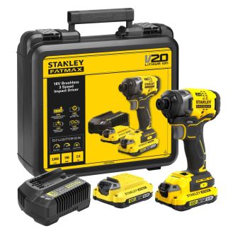 Masina de insurubat cu impact Stanley® FATMAX® V20 SFMCF820D2K, 190 Nm, cu 2 acumulatori 18V / 2.0 Ah, incarcator, valiza transport