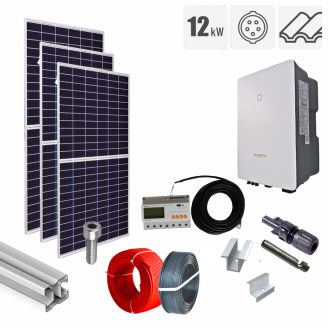 Kit fotovoltaic 12.3 kW, panouri QCells, invertor trifazat Sungrow, tigla ceramica ondulata
