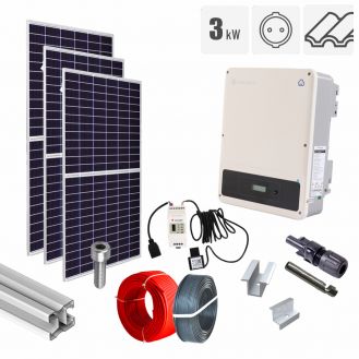 Kit fotovoltaic 3.32 kW on grid, panouri Canadian Solar, invertor monofazat GoodWe, tigla ceramica ondulata